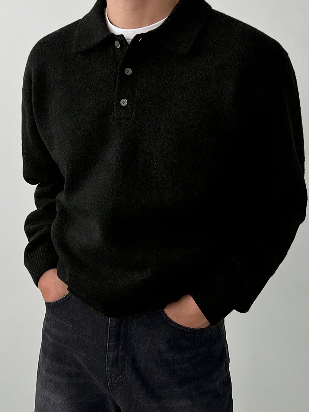 Heren gebreid buitenvest met klassieke kraag