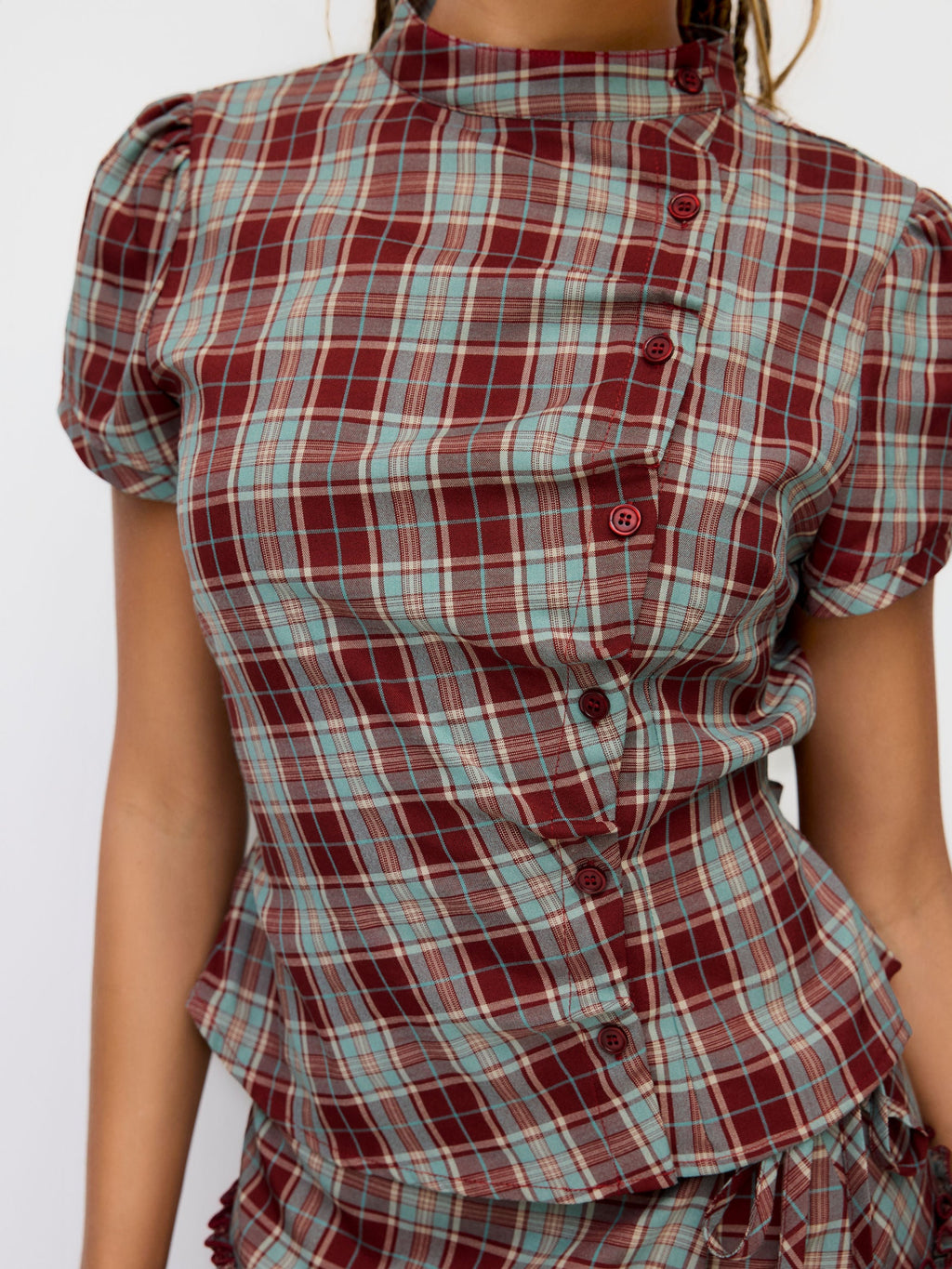 Valira | Geruite Top met Strikdetail