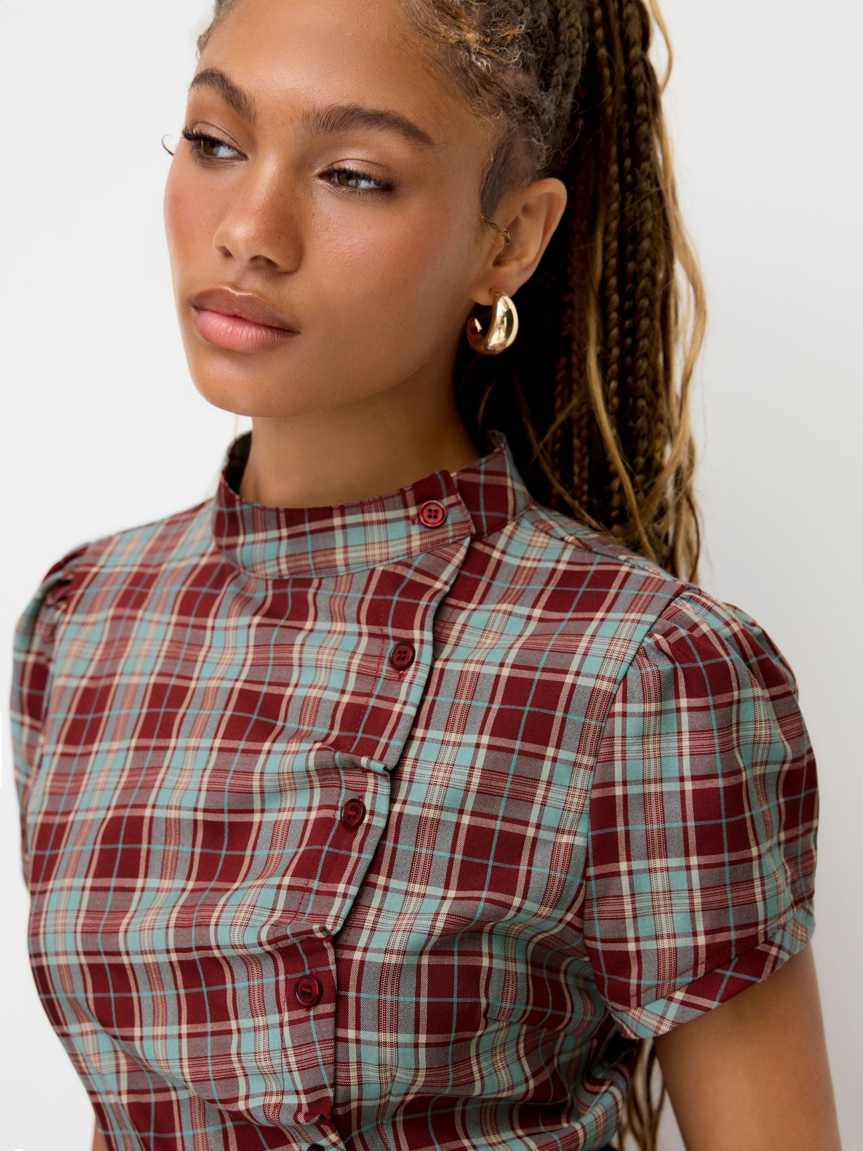 Valira | Geruite Top met Strikdetail