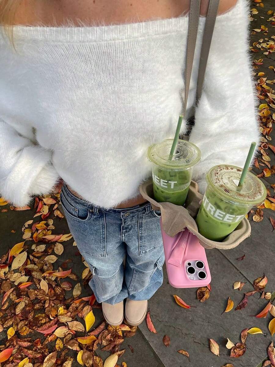 Fluffy Off-Shoulder Soft Knit Sweater – Cozy & Chic