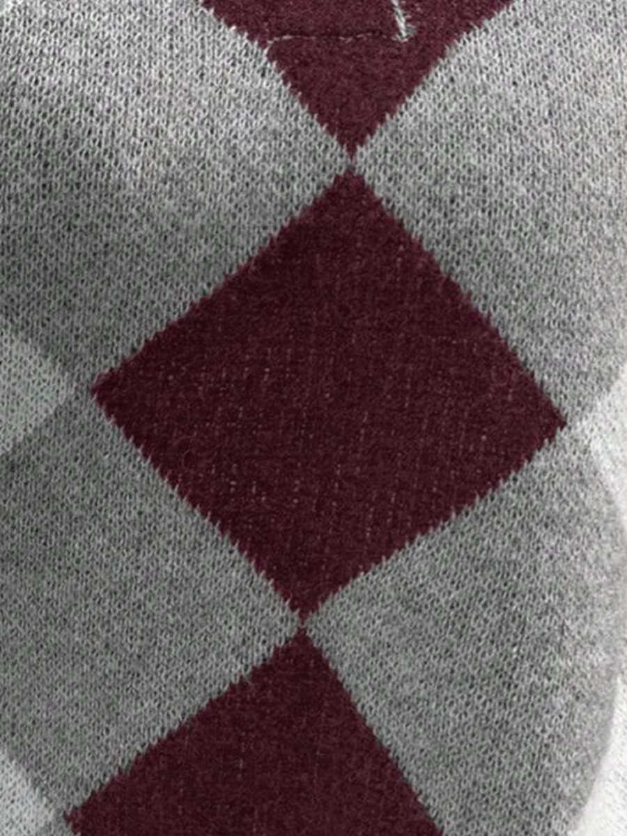 Pariaura Women's basic minimalist checkered collar fashionable simple Korean style sweater, autumn/winter