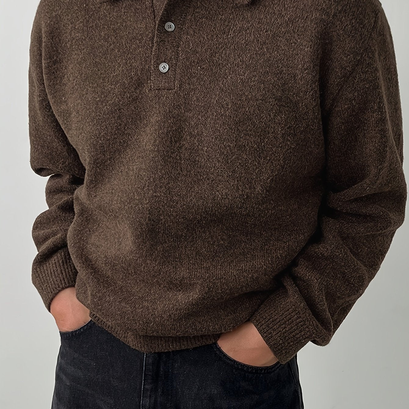 Heren gebreid buitenvest met klassieke kraag