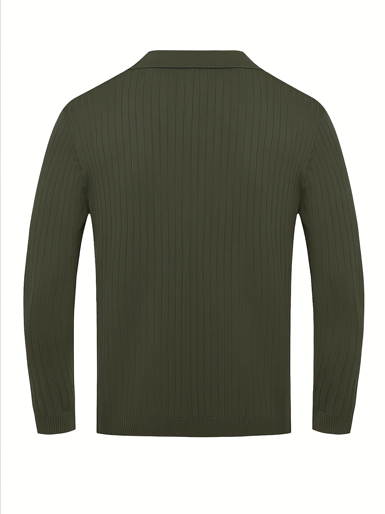 Heren gebreid poloshirt met lange mouwen en klassieke kraag