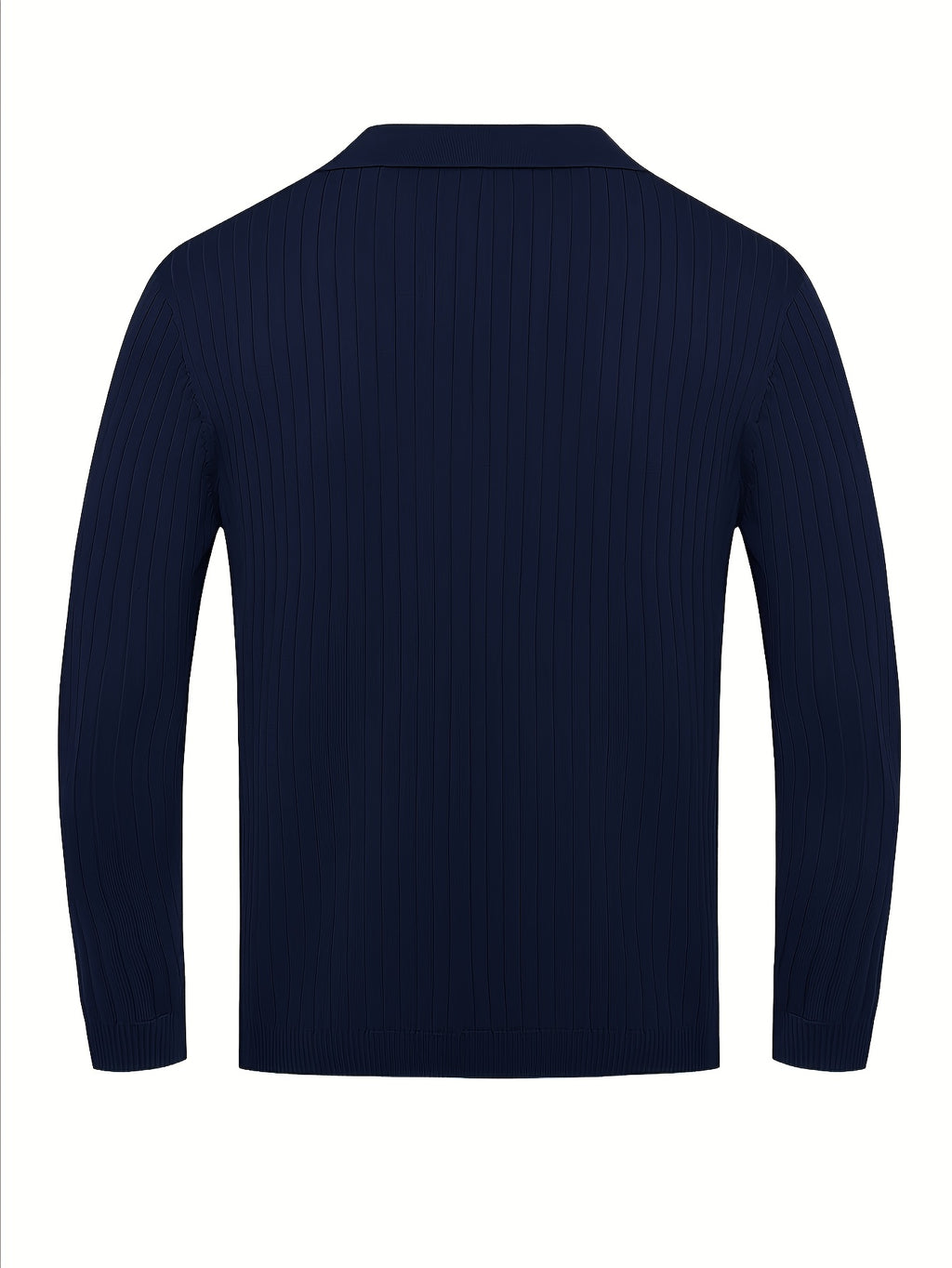 Heren gebreid poloshirt met lange mouwen en klassieke kraag