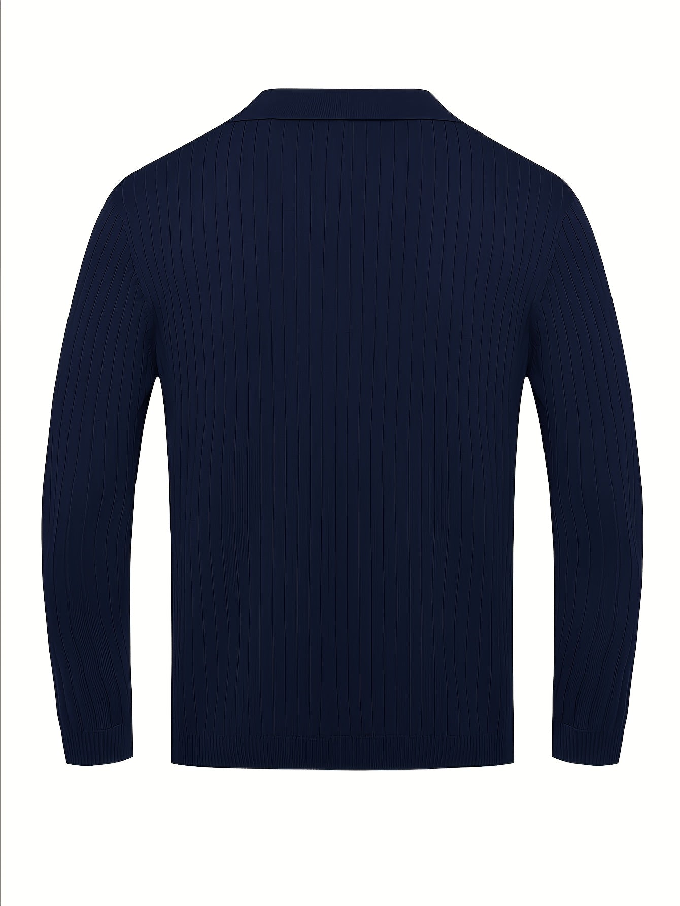 Heren gebreid poloshirt met lange mouwen en klassieke kraag