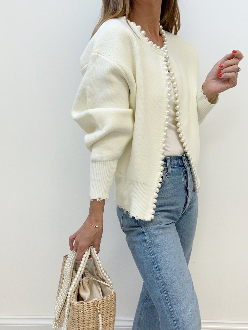 Aurélie | Pearl Trim Knit Cardigan