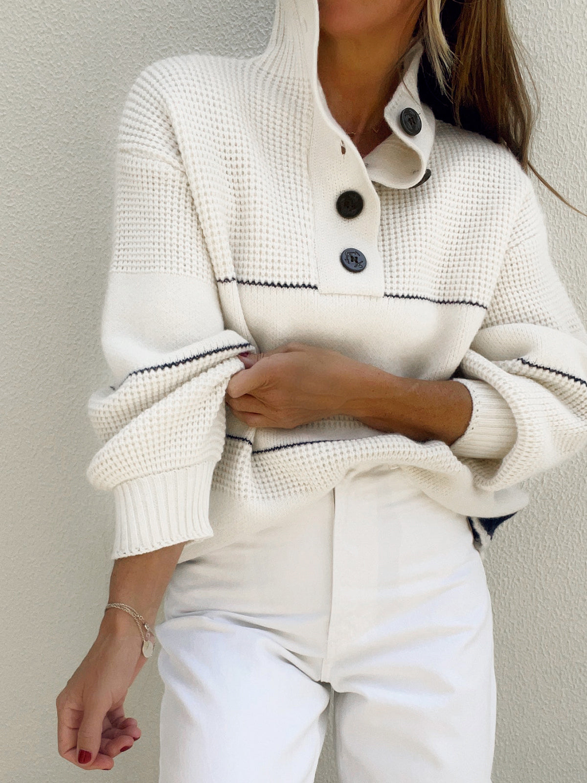 Amélie | Open Collar Knit Sweater