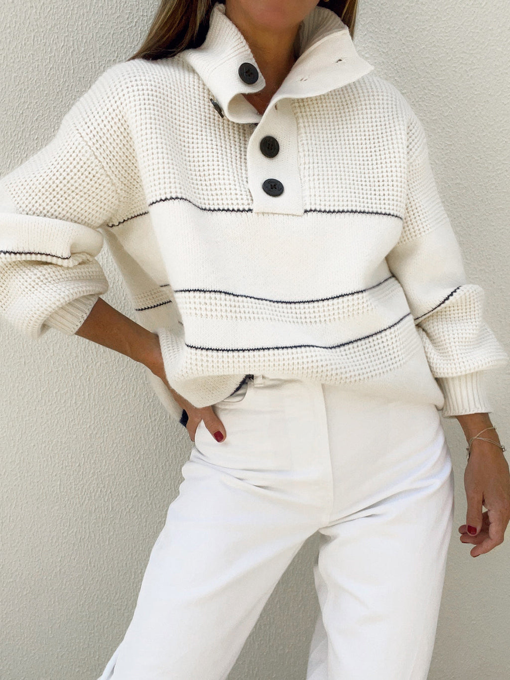 Amélie | Open Collar Knit Sweater