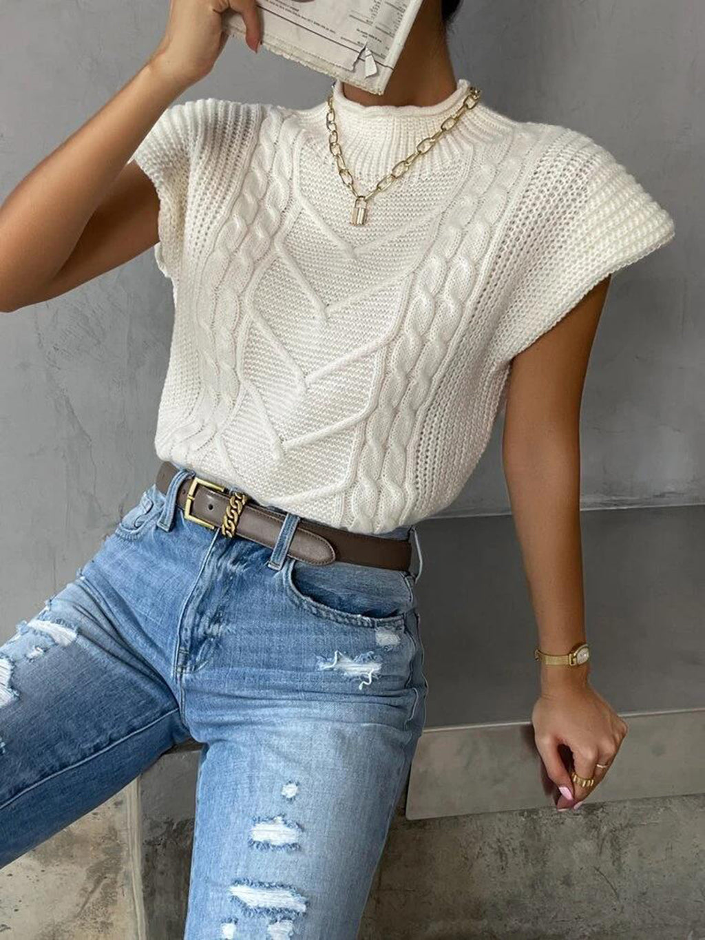 Elara | Knitted Cap Sleeve Top