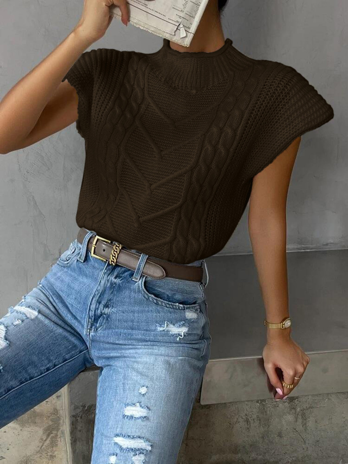 Elara | Knitted Cap Sleeve Top