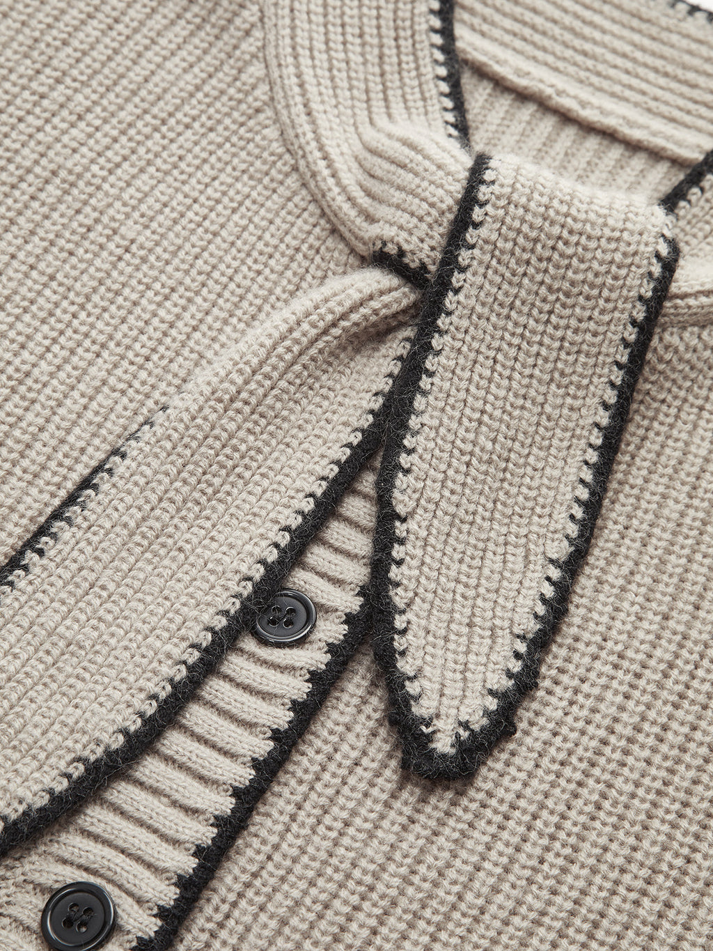 Rosalie | Tie-Neck Wool Blend Cardigan