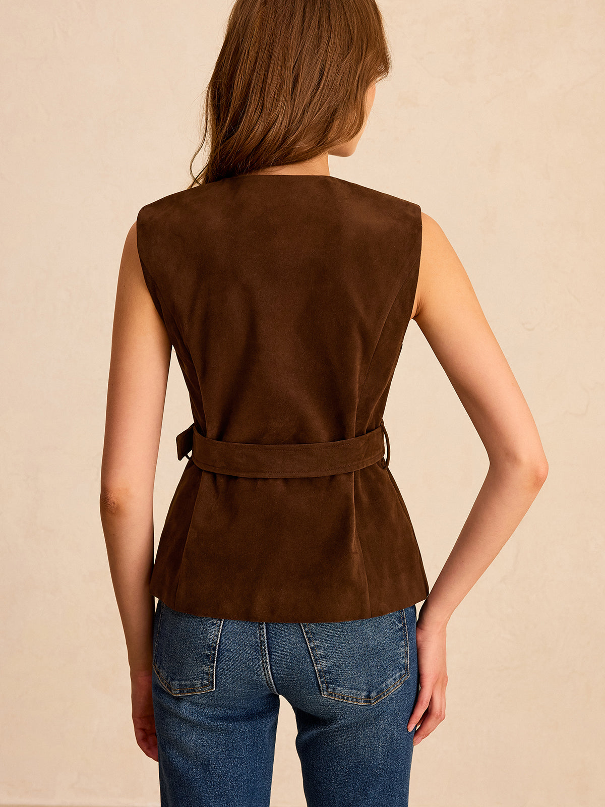 Valeria | Suede Belted Vest