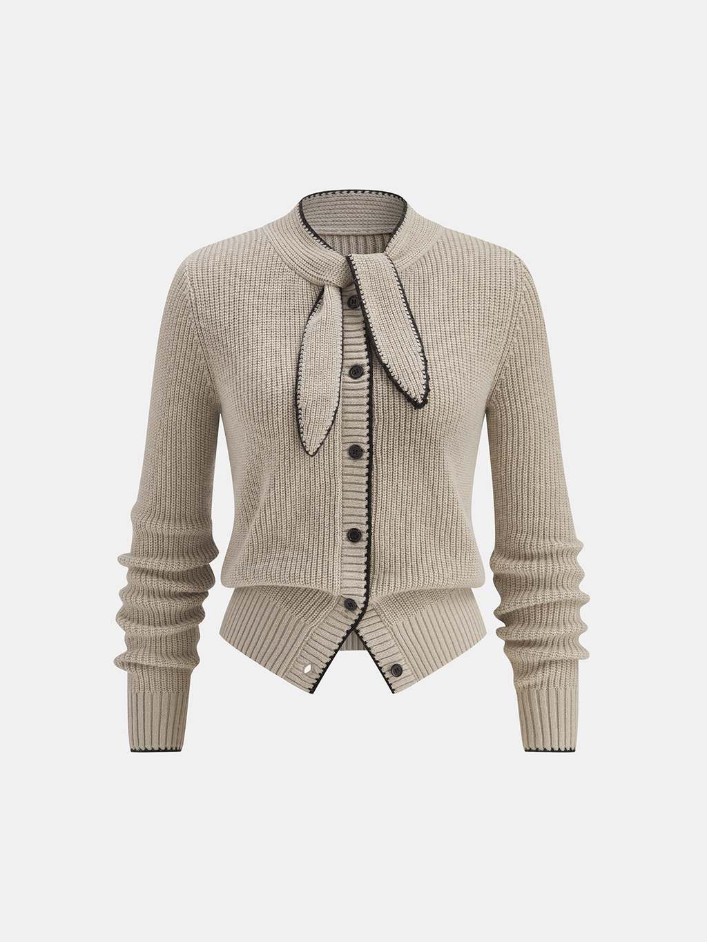 Rosalie | Tie-Neck Wool Blend Cardigan