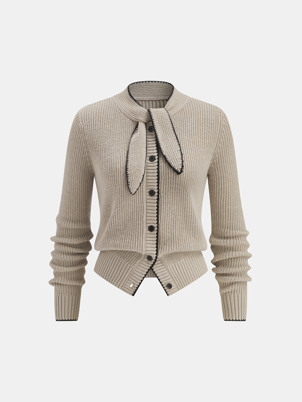Rosalie | Tie-Neck Wool Blend Cardigan