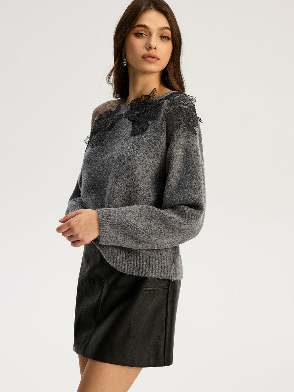 Evelina | Floral Lace Knit Sweater