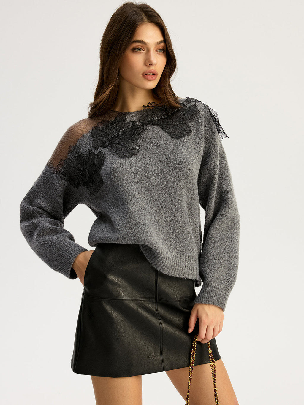 Evelina | Floral Lace Knit Sweater