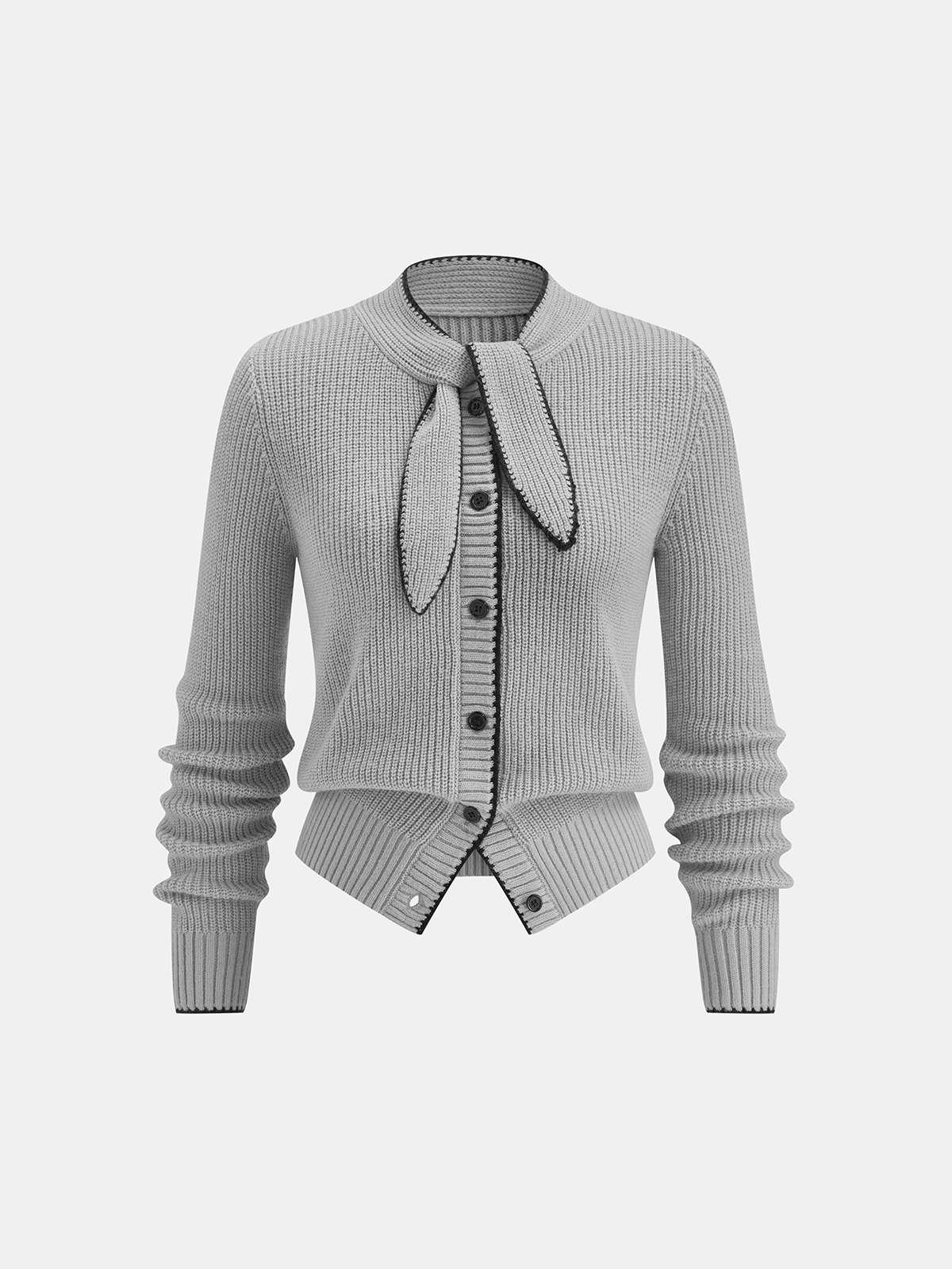 Rosalie | Tie-Neck Wool Blend Cardigan