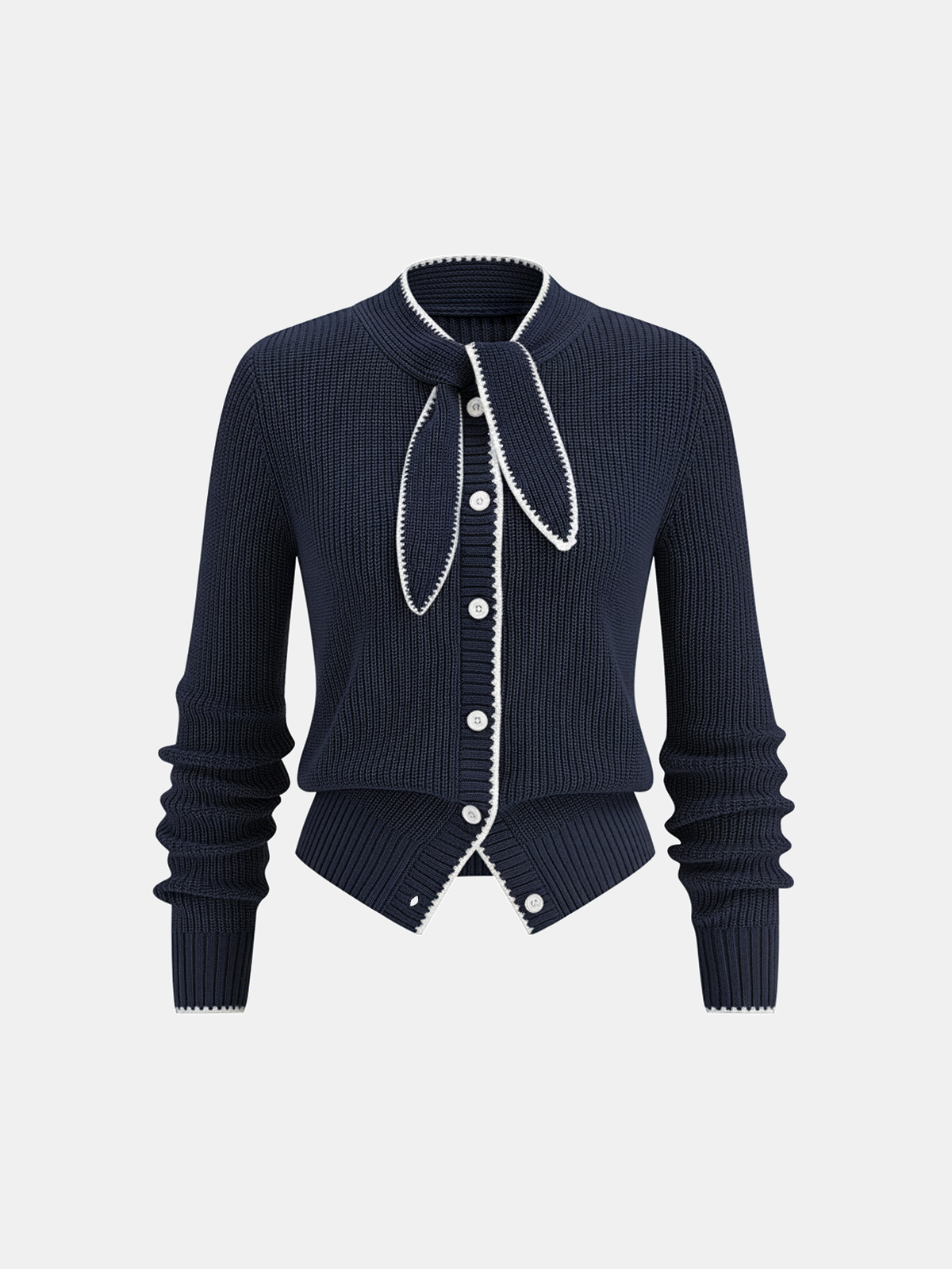 Rosalie | Tie-Neck Wool Blend Cardigan