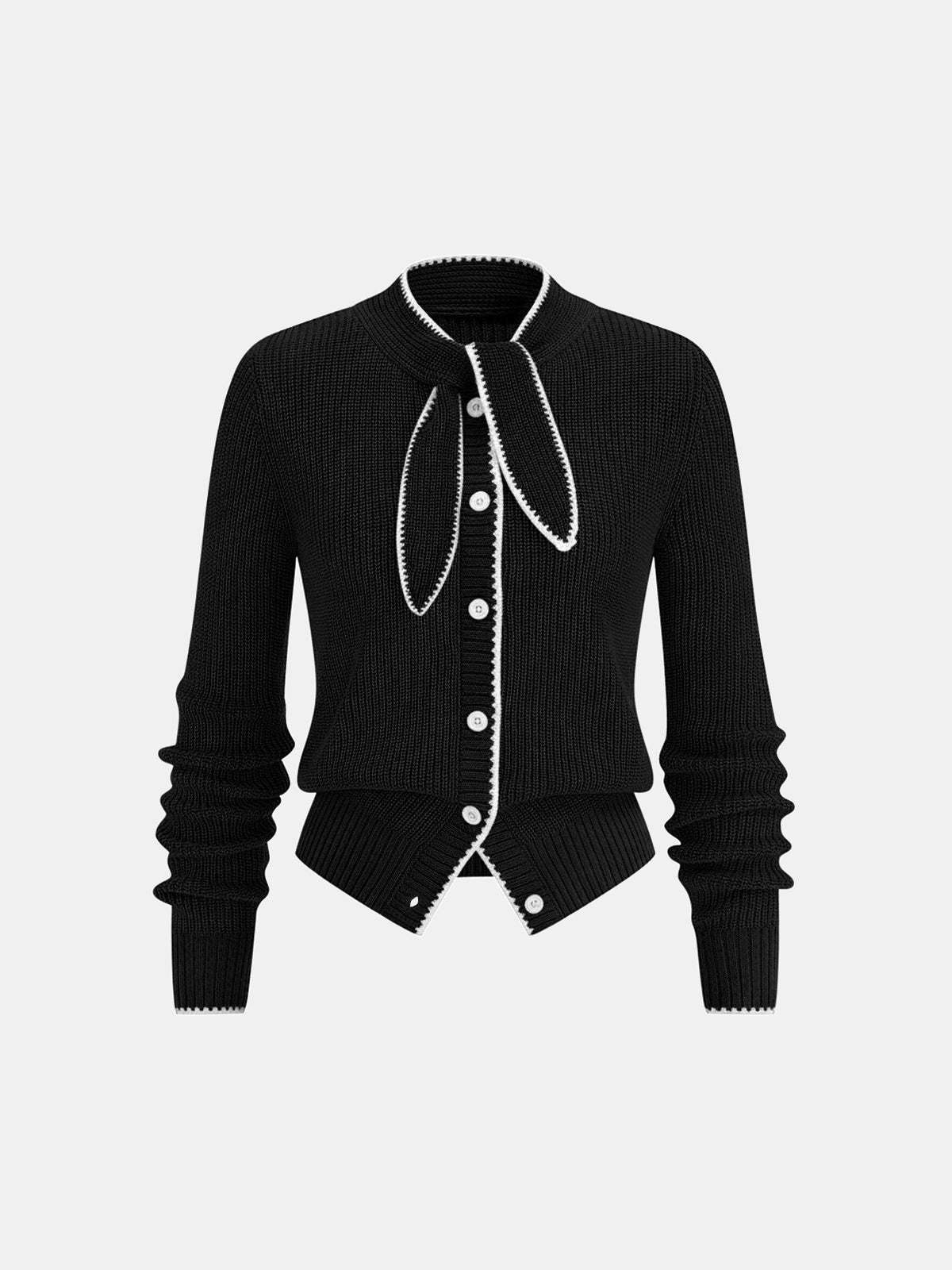 Rosalie | Tie-Neck Wool Blend Cardigan