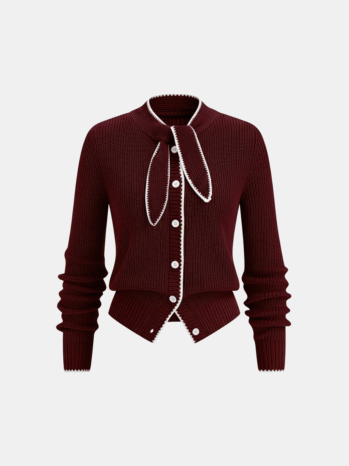 Rosalie | Tie-Neck Wool Blend Cardigan