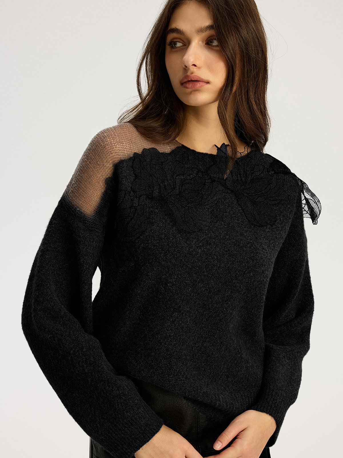 Evelina | Floral Lace Knit Sweater