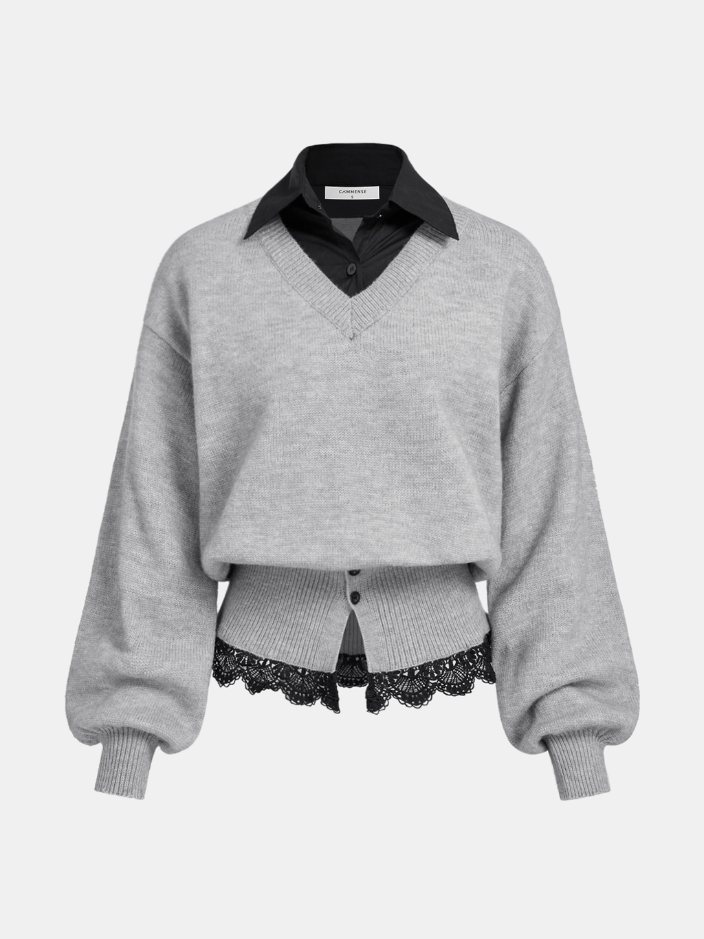 Camille | Contrast Collar Lace Knit