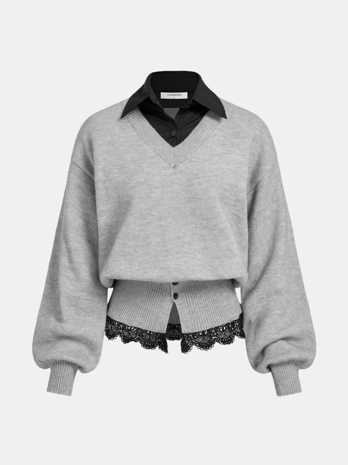 Camille | Contrast Collar Lace Knit