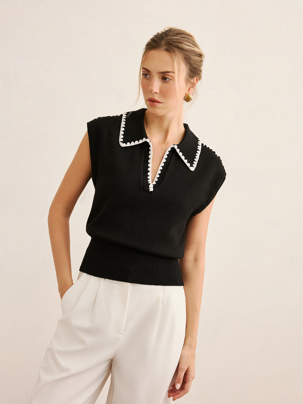 Célina | Contrast Trim Knit Polo