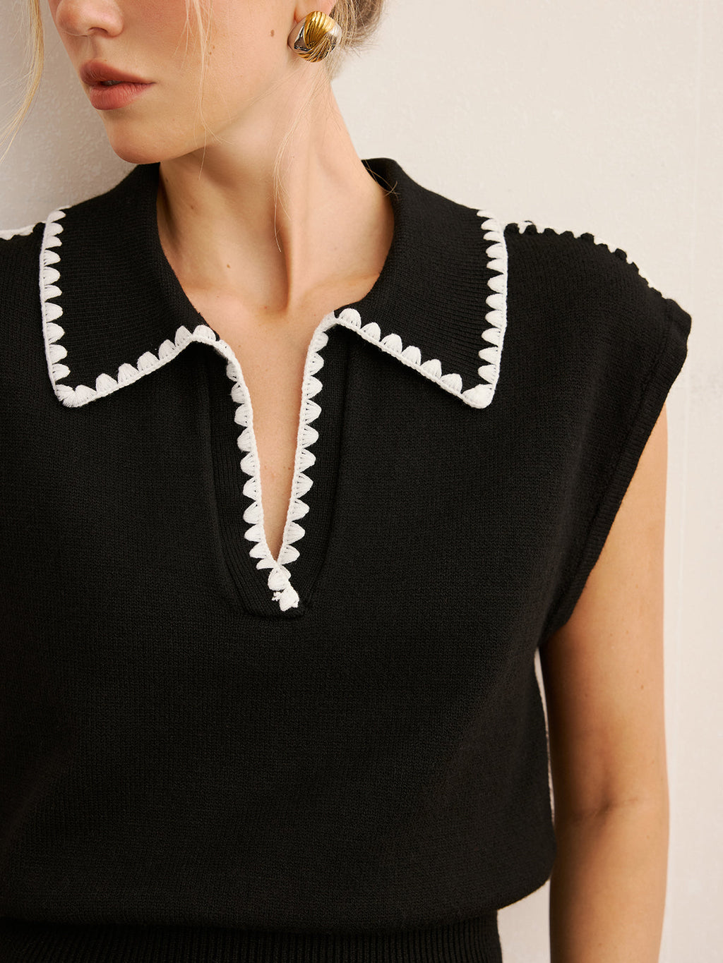 Célina | Contrast Trim Knit Polo