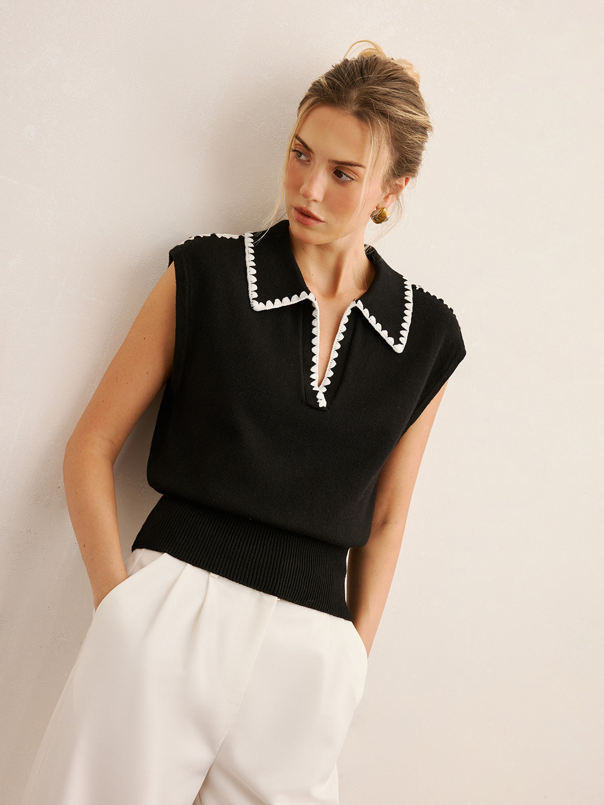 Célina | Contrast Trim Knit Polo