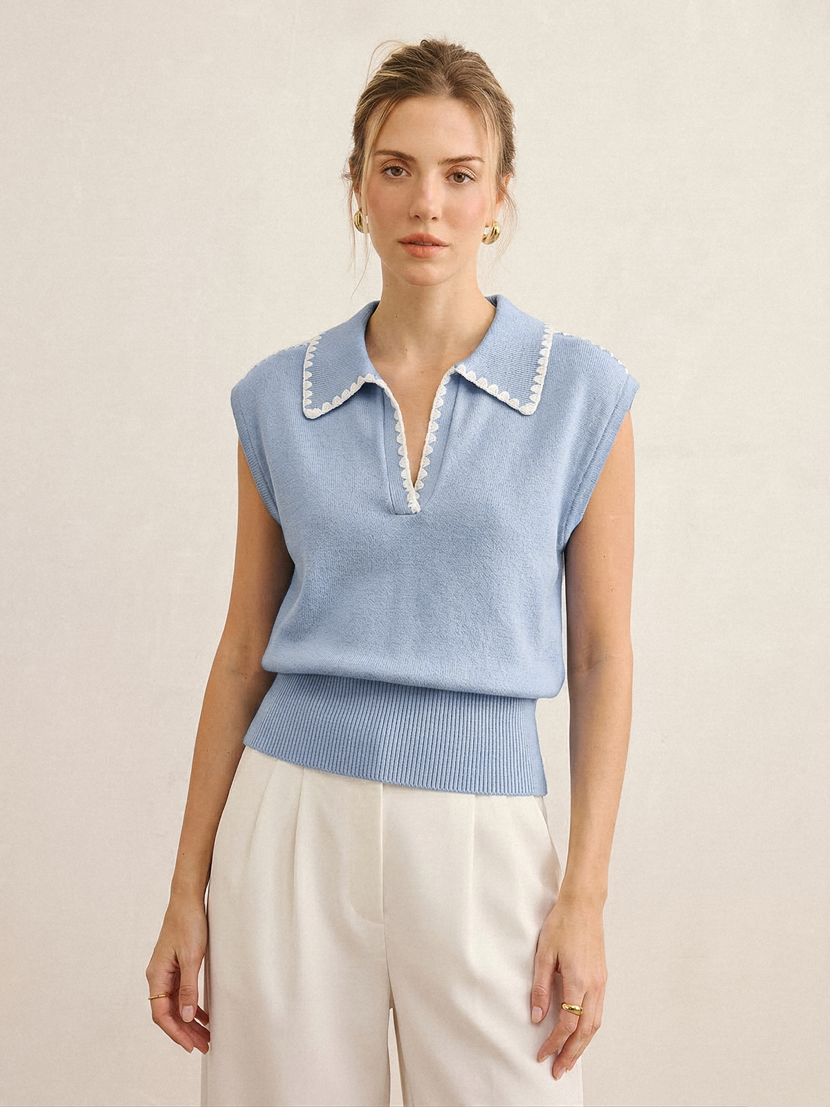 Célina | Contrast Trim Knit Polo