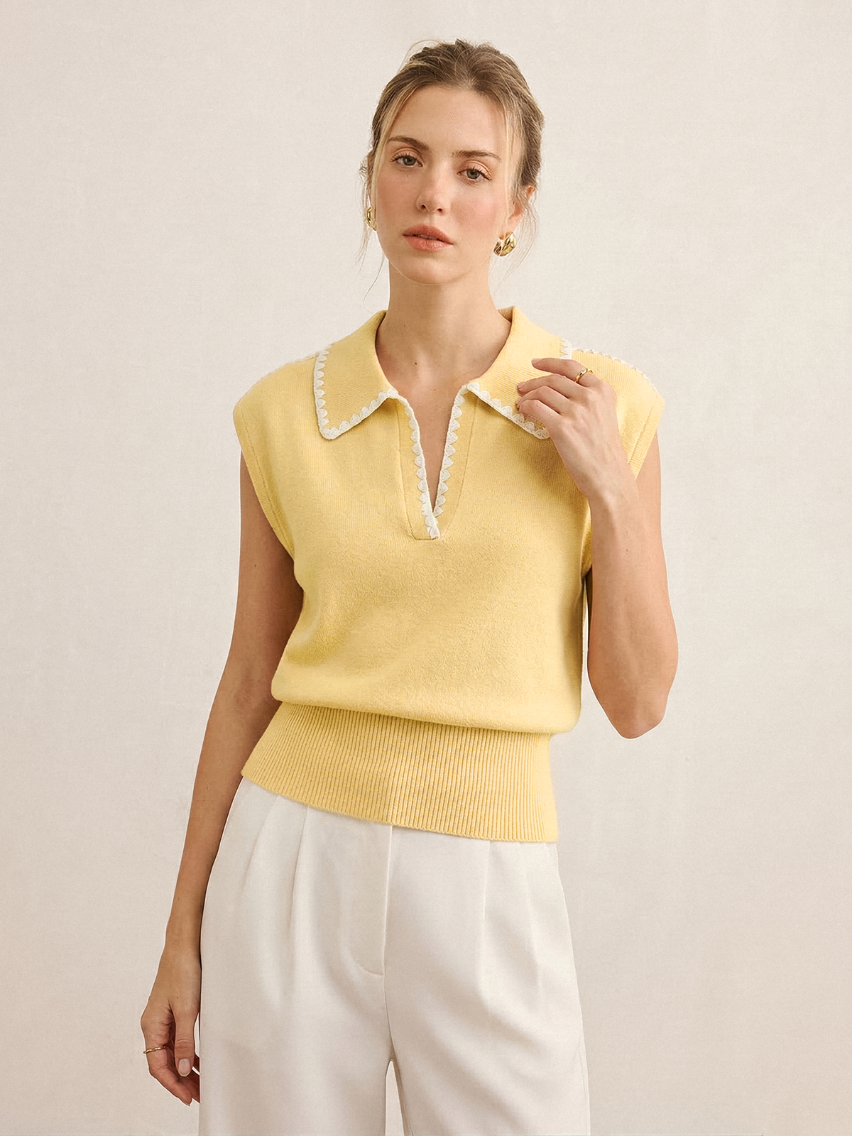 Célina | Contrast Trim Knit Polo