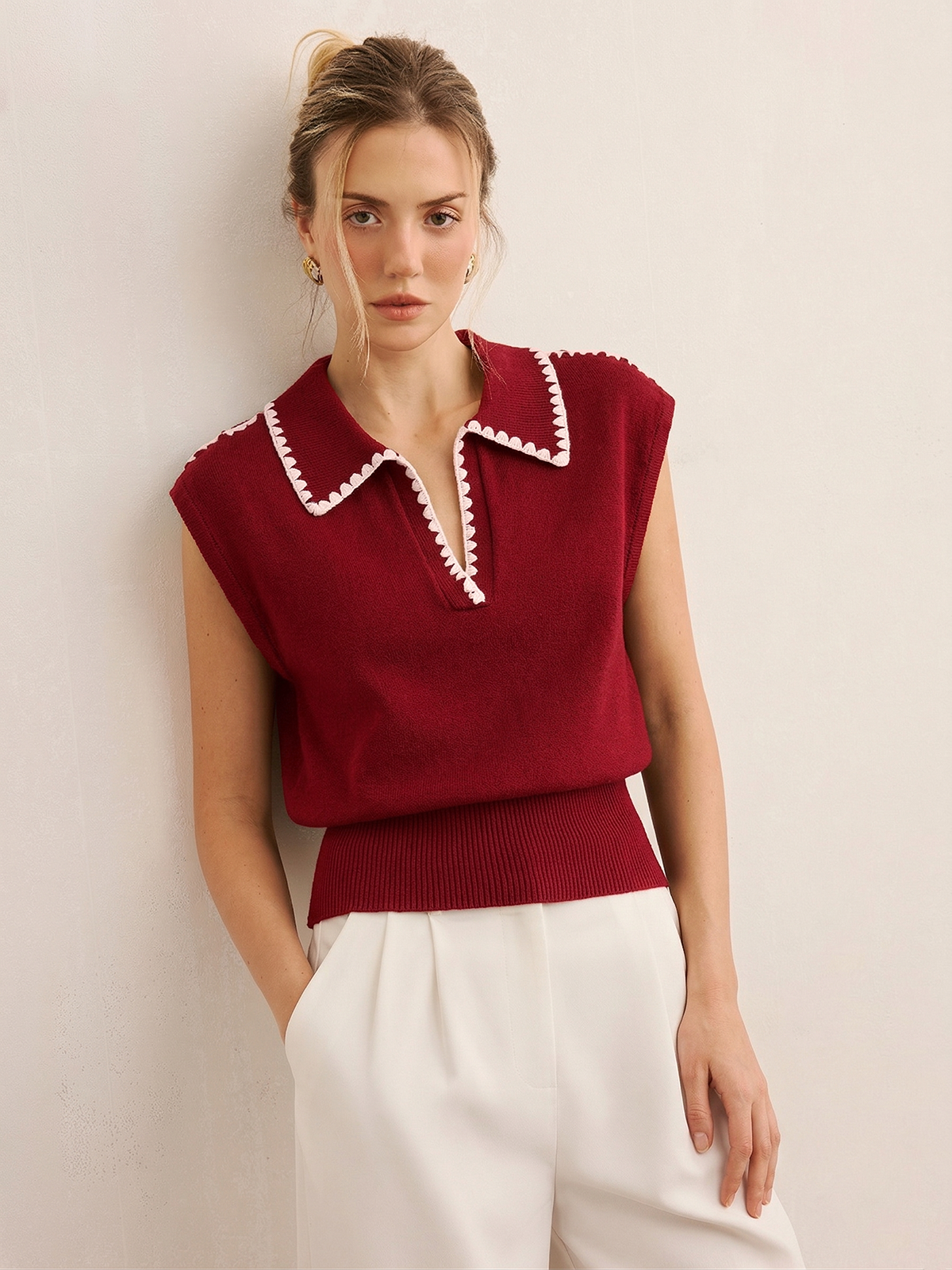 Célina | Contrast Trim Knit Polo