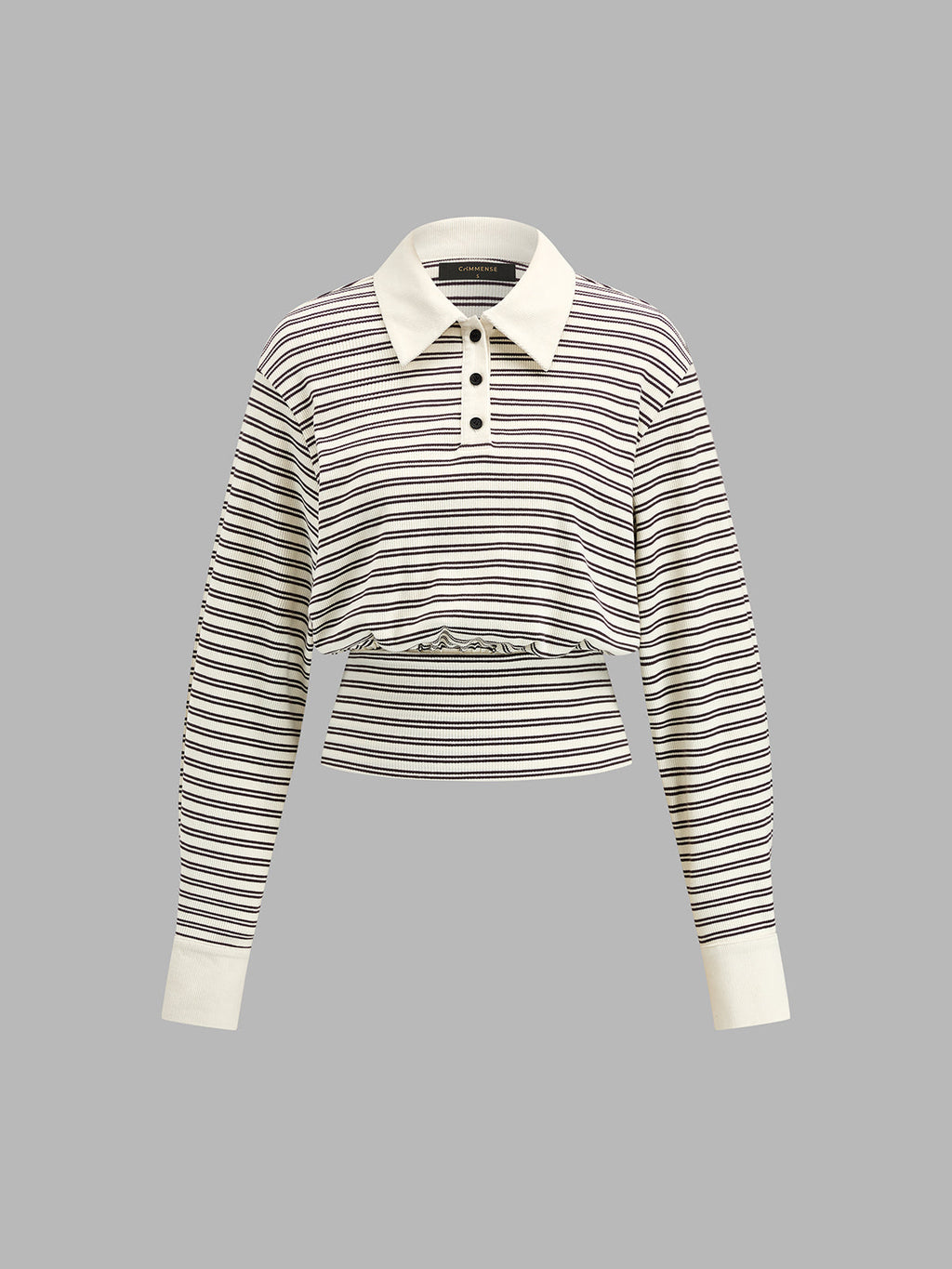 Juliette | Striped Polo Long Sleeve Top