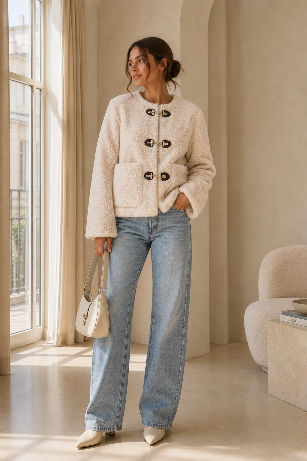 Teddy Heart ladies jacket – Cream