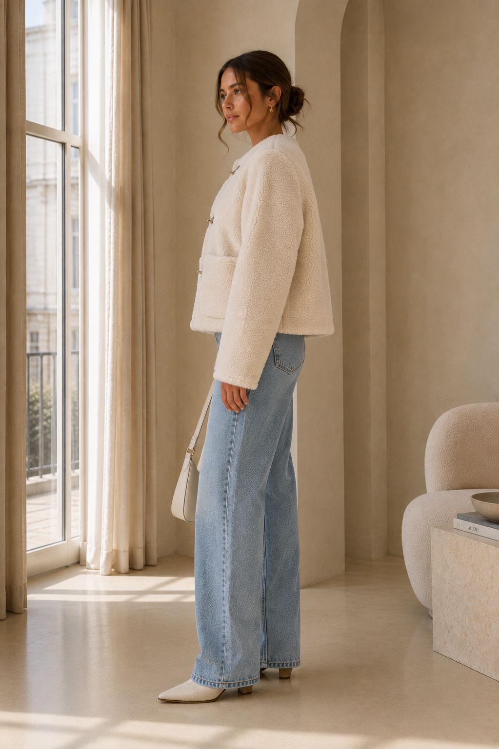 Teddy Heart ladies jacket – Cream