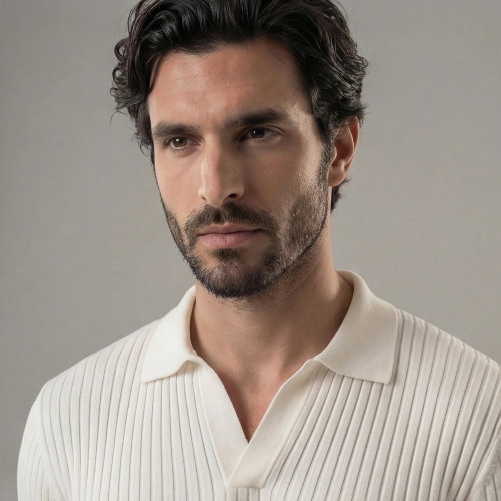 Men's Long Sleeved V-Neck Polo Shirt
