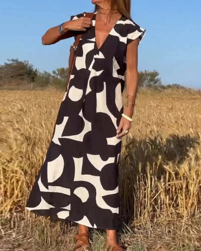 Laurah™ | Jurk met patroon en V-hals