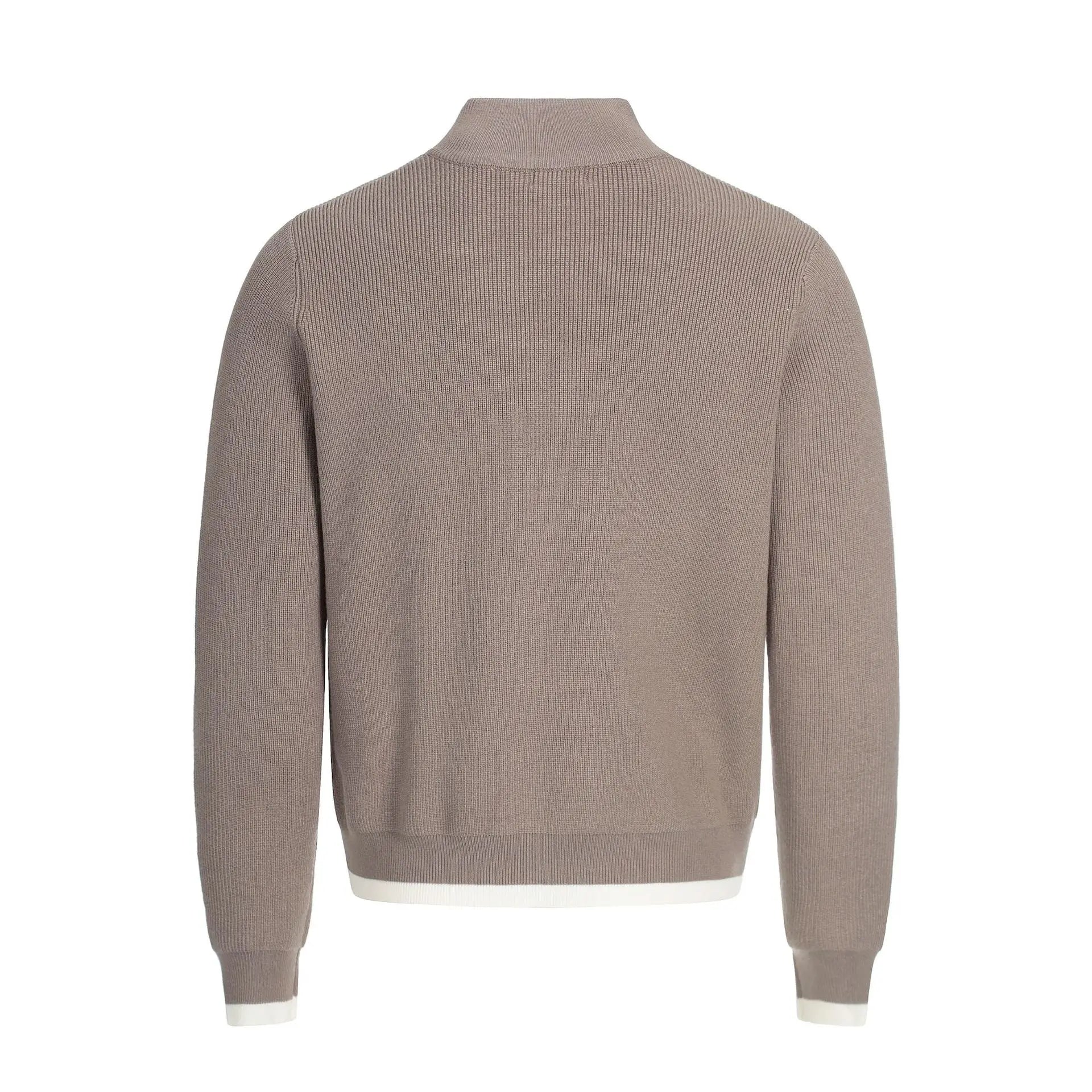 Heren grijze mock‑neck zip‑cardigan – warme, stijlvolle buitenlaag