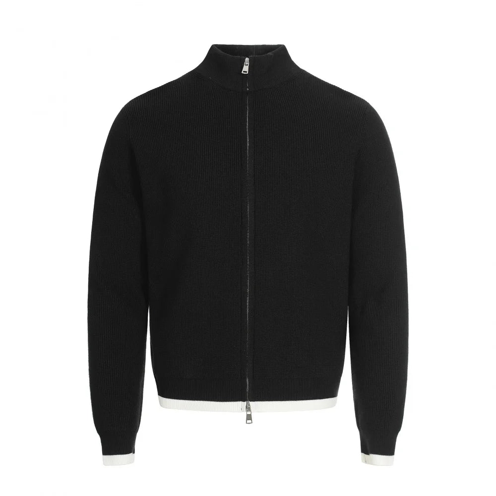 Heren grijze mock‑neck zip‑cardigan – warme, stijlvolle buitenlaag