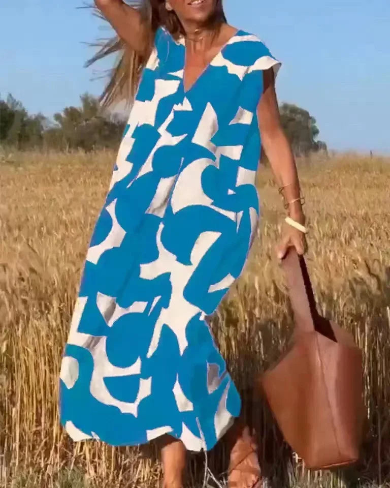 Laurah™ | Jurk met patroon en V-hals
