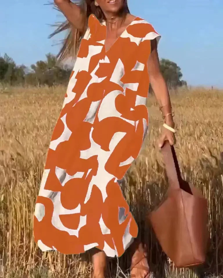Laurah™ | Jurk met patroon en V-hals