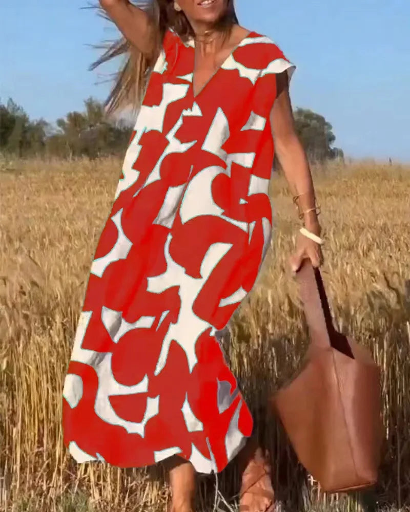 Laurah™ | Jurk met patroon en V-hals