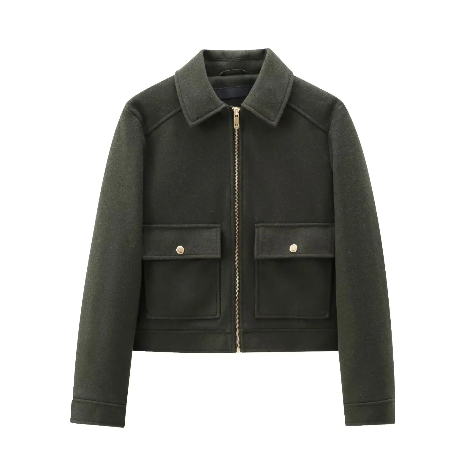 Dames korte winterjas-jack met rits & zakken – stijlvol en veelzijdig