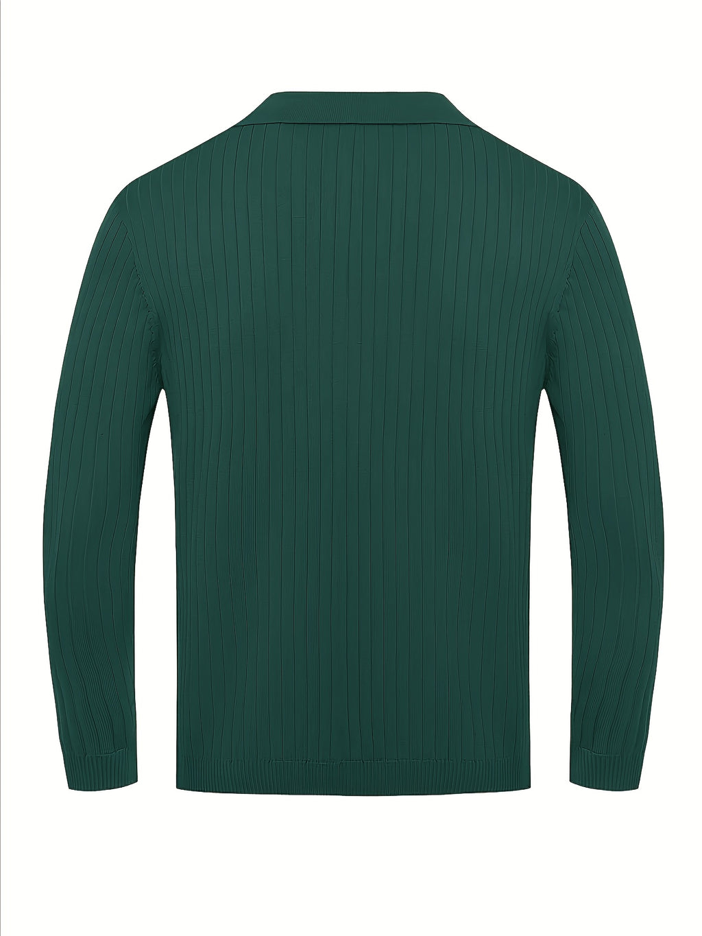 Heren gebreid poloshirt met lange mouwen en klassieke kraag