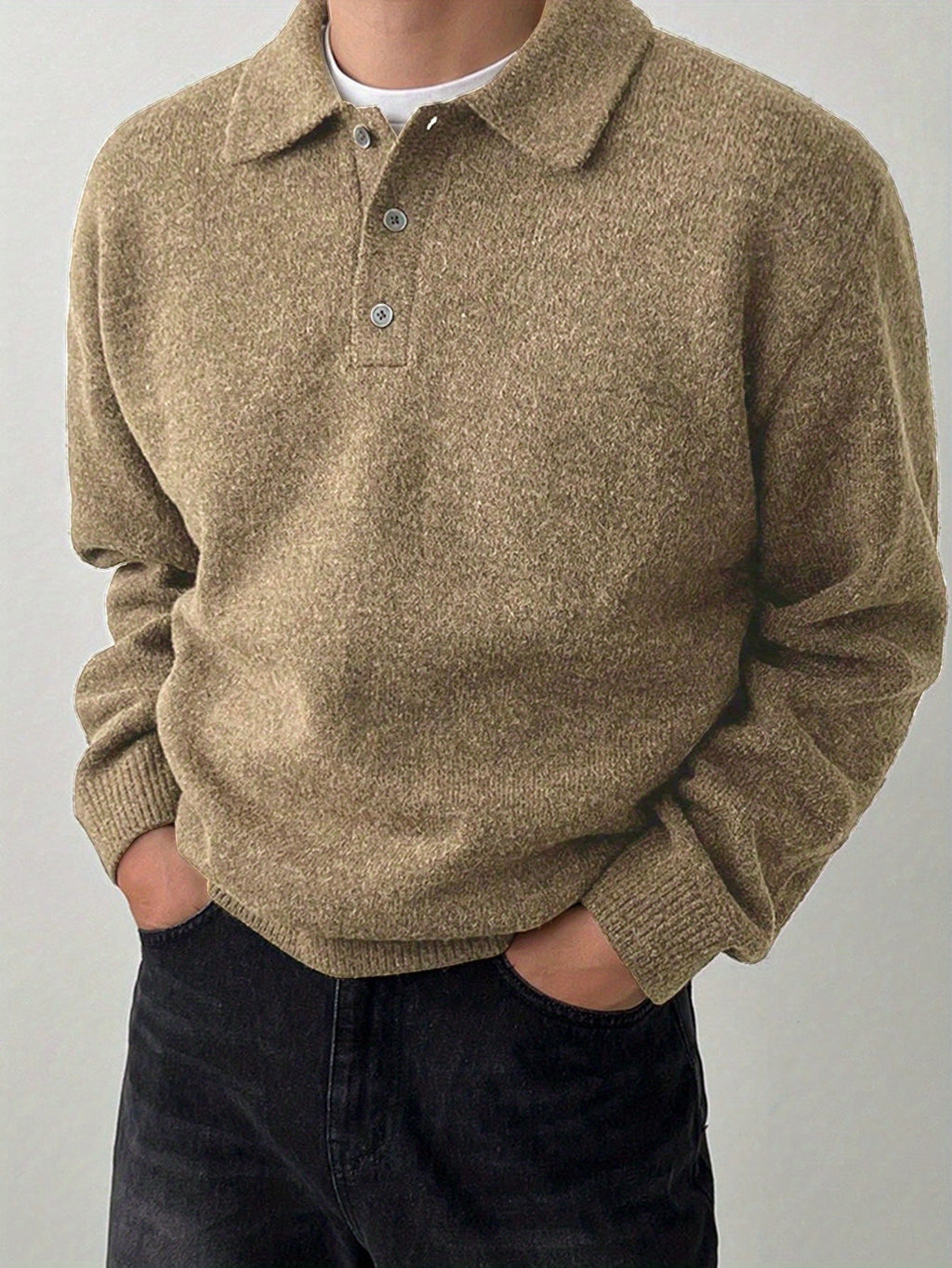 Heren gebreid buitenvest met klassieke kraag