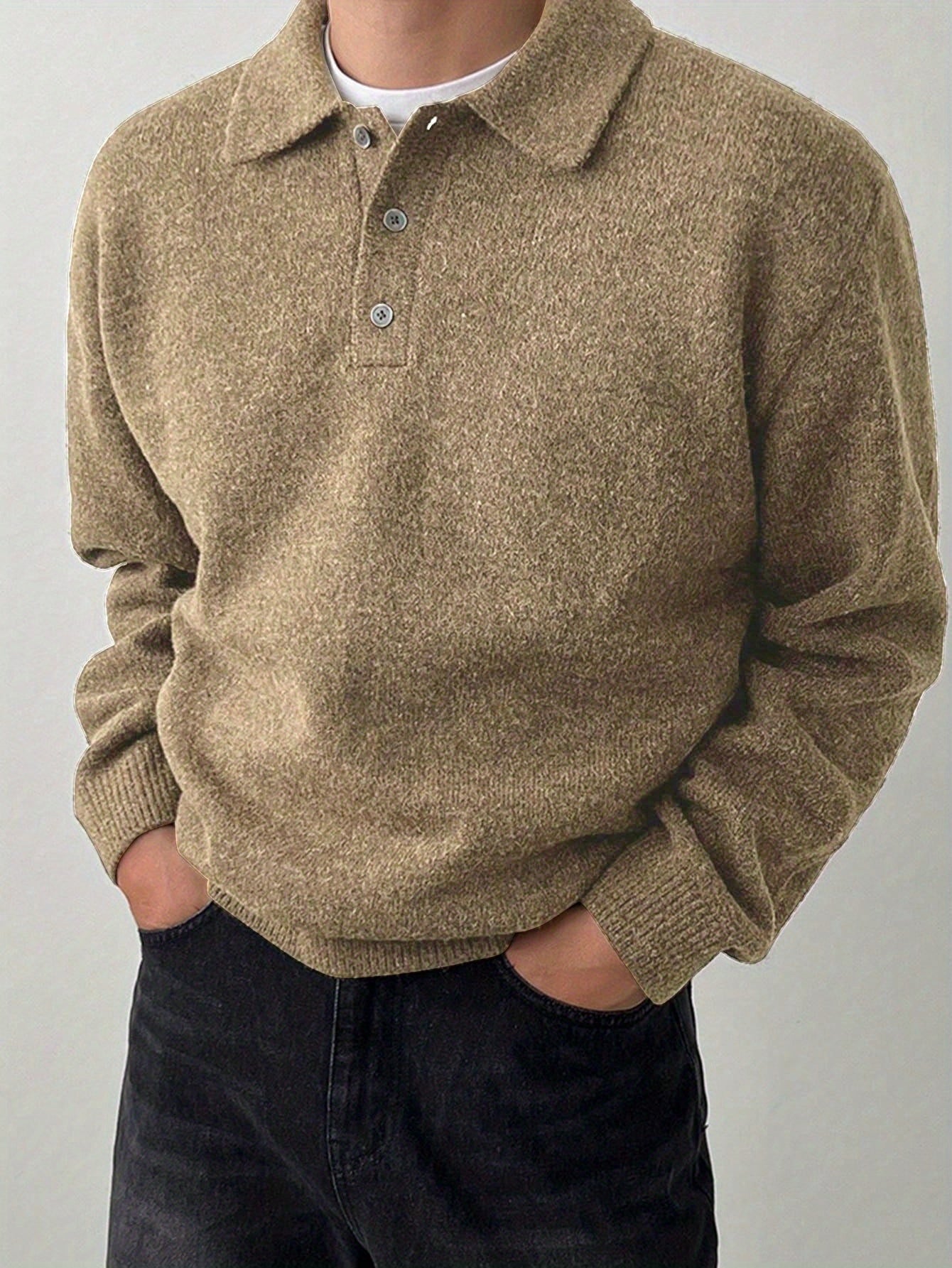 Heren gebreid buitenvest met klassieke kraag