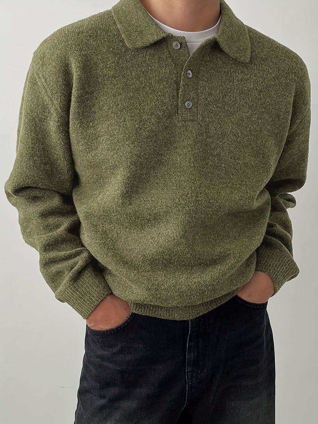 Heren gebreid buitenvest met klassieke kraag