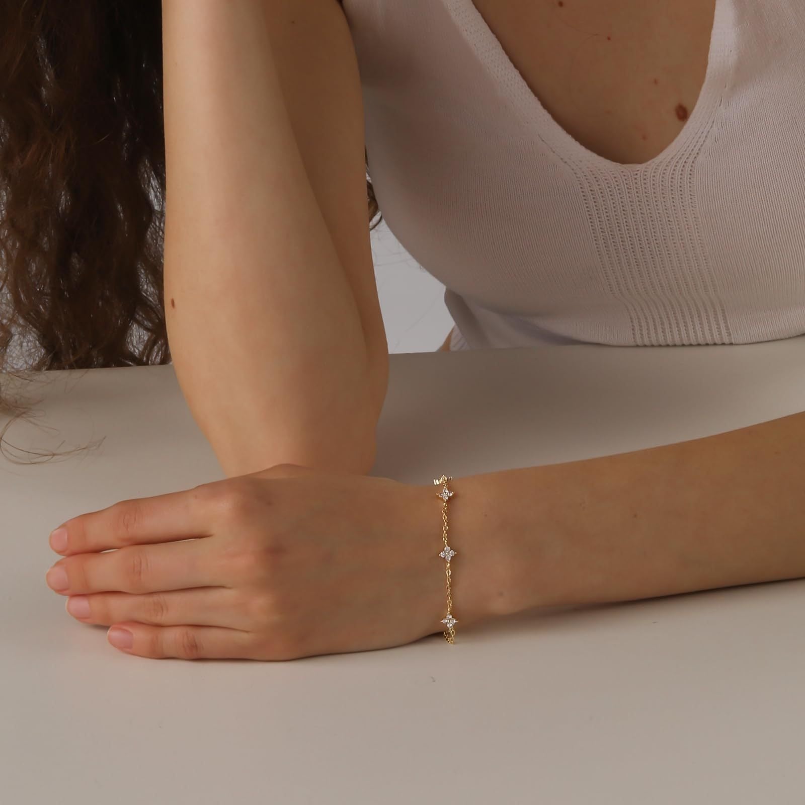 Elegant Crystal Bracelet for Women – Sterling Silver, 18K Plated, Adjustable